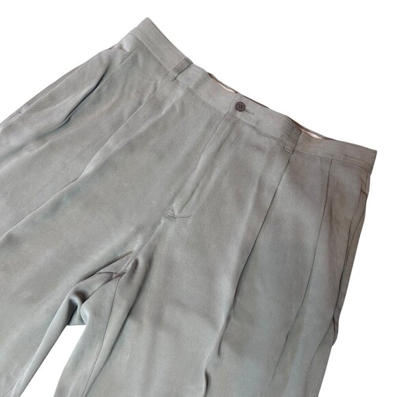 Tommy Bahama Men's 100% Silk Sage Khaki Green Pleated Front Pants Size 36 X 29 - Picture 1 of 13